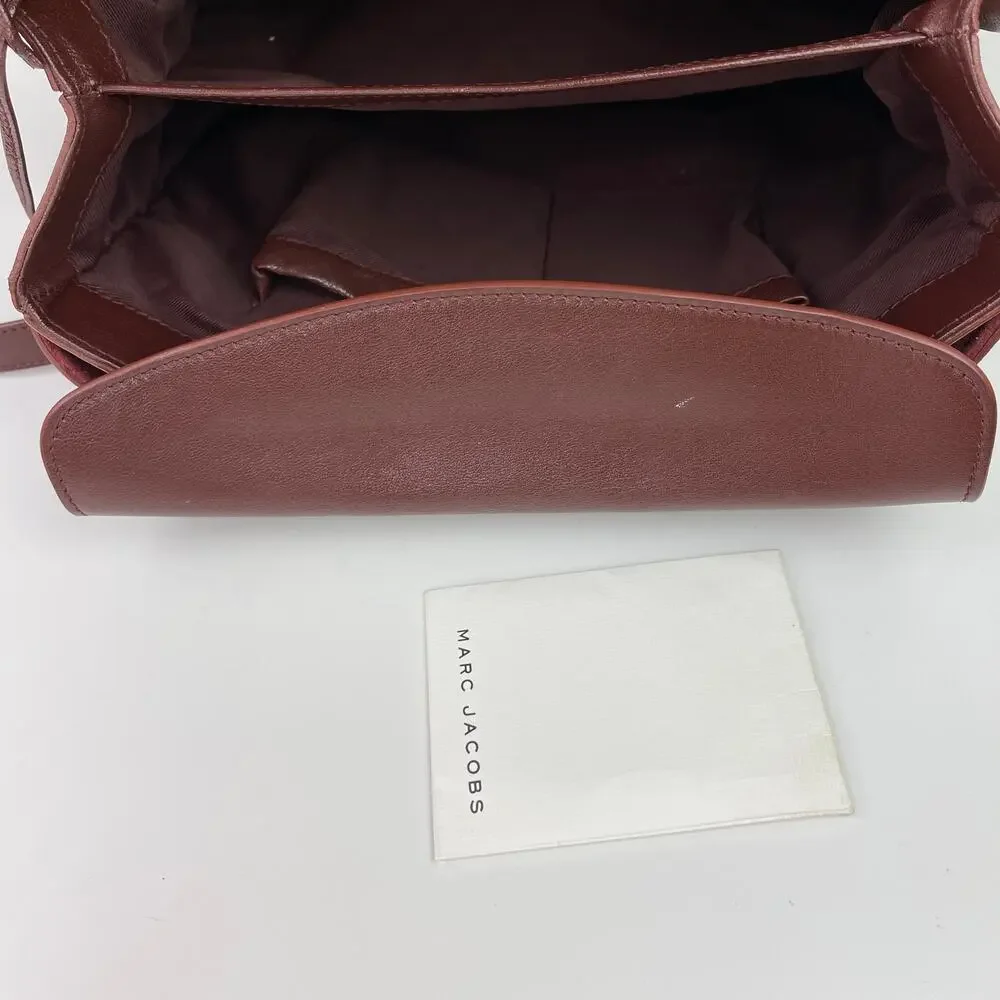 Marc Jacobs Bordo Handbag Leather Italy Satchel Suede Brown Burgundy ITALY